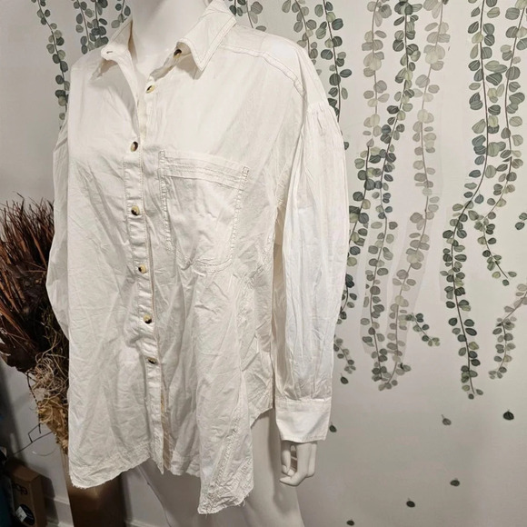 Free People Happy Hour Solid Poplin Top Sz S - Picture 8 of 13
